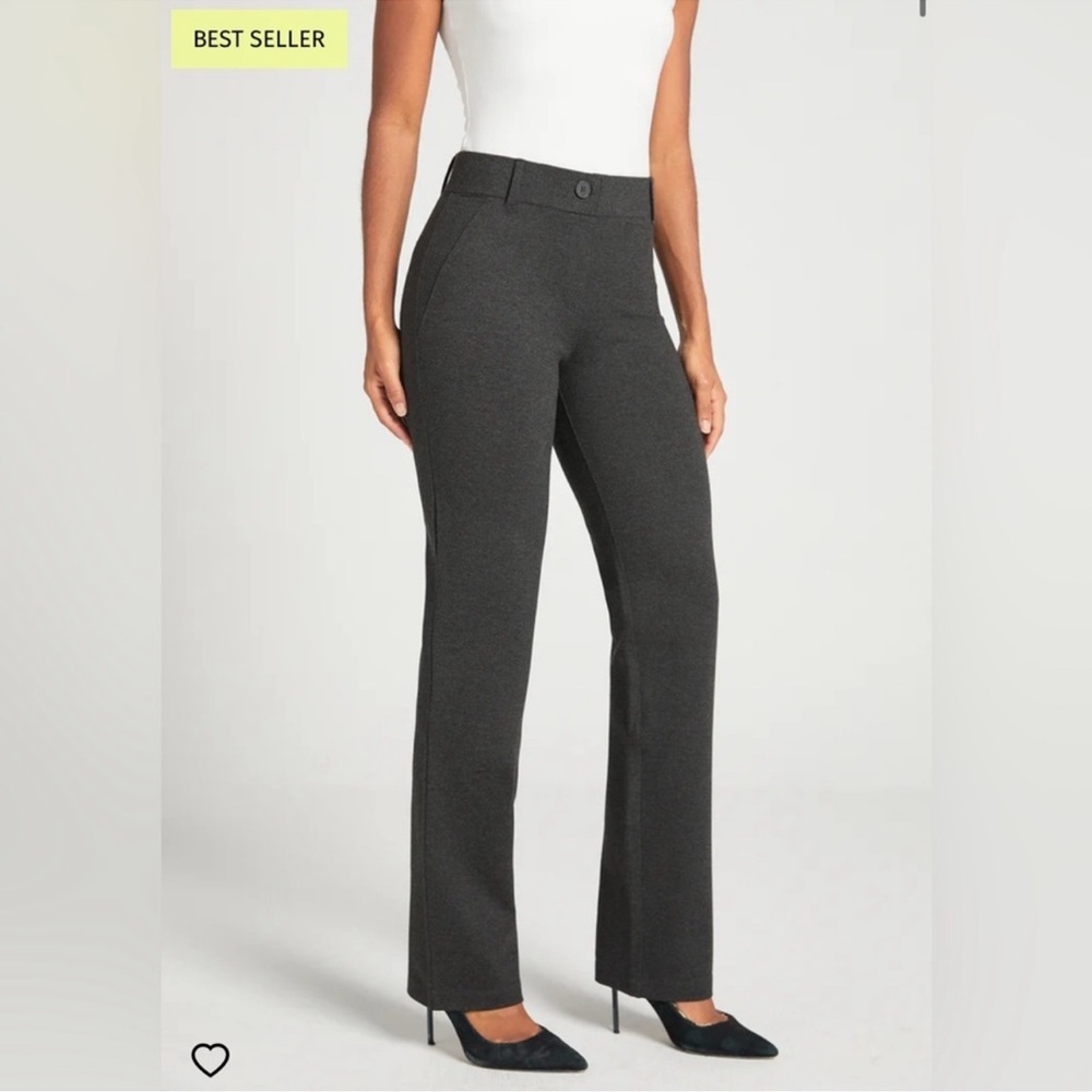 Betabrand Classic Dress Pant Yoga Pant Straight Black Stretch Office Size M